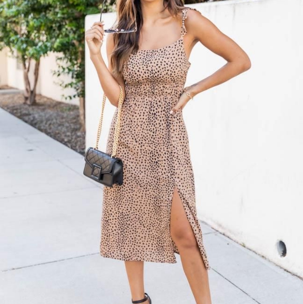 NWOT Pink Lily Leopard Print Midi Dress